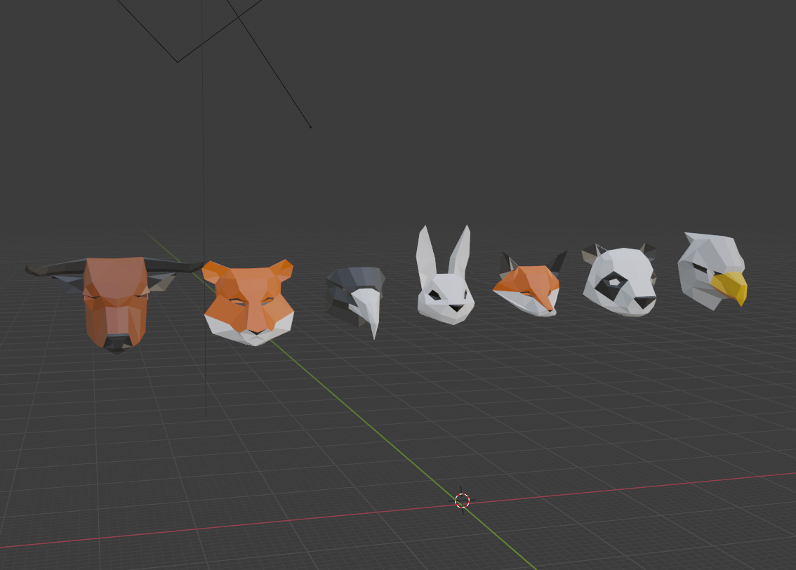 Animals Heads - low poly preview image 1